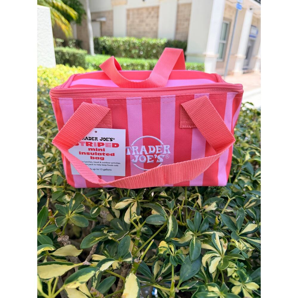 Trader Joe 2026 mini insulated bags New Summer Colors Red Pink Stripes